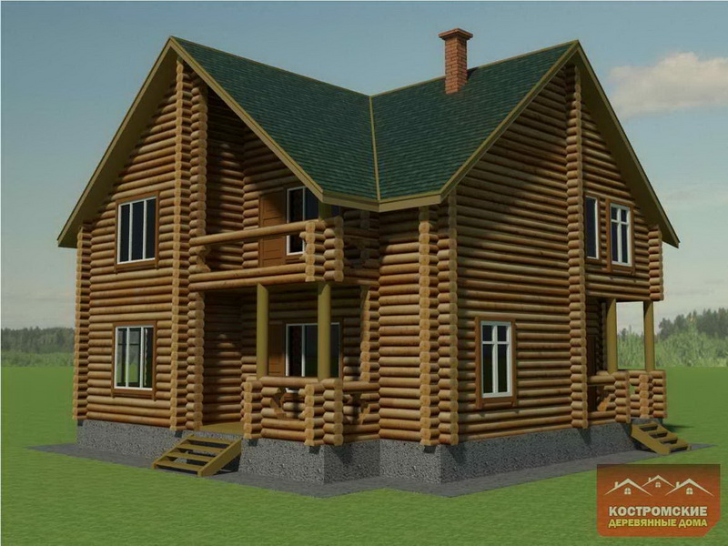 Проект рубленного деревянного дома из бревна 5х9